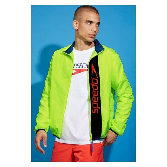 Speedo Jackets \u0026 Coats | Speedo Windbreaker Jacket Forever 21 Neon Mens XL | Color: Silver | Size: XL | Pm-00395588's Closet